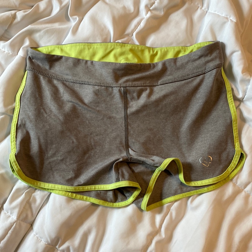 Live, love, dream gray and green athletic shorts